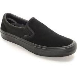 vans all black slip ons